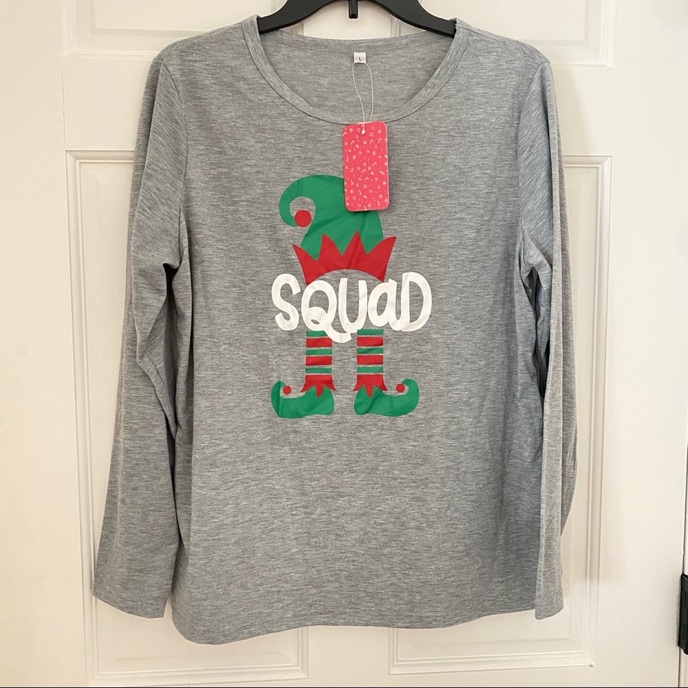 Christmas Themed ‘ Elf Squad’ Holiday PJ Shirt NWT